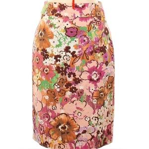 EUC J. CREW PINK & BROWN PENCIL SKIRT